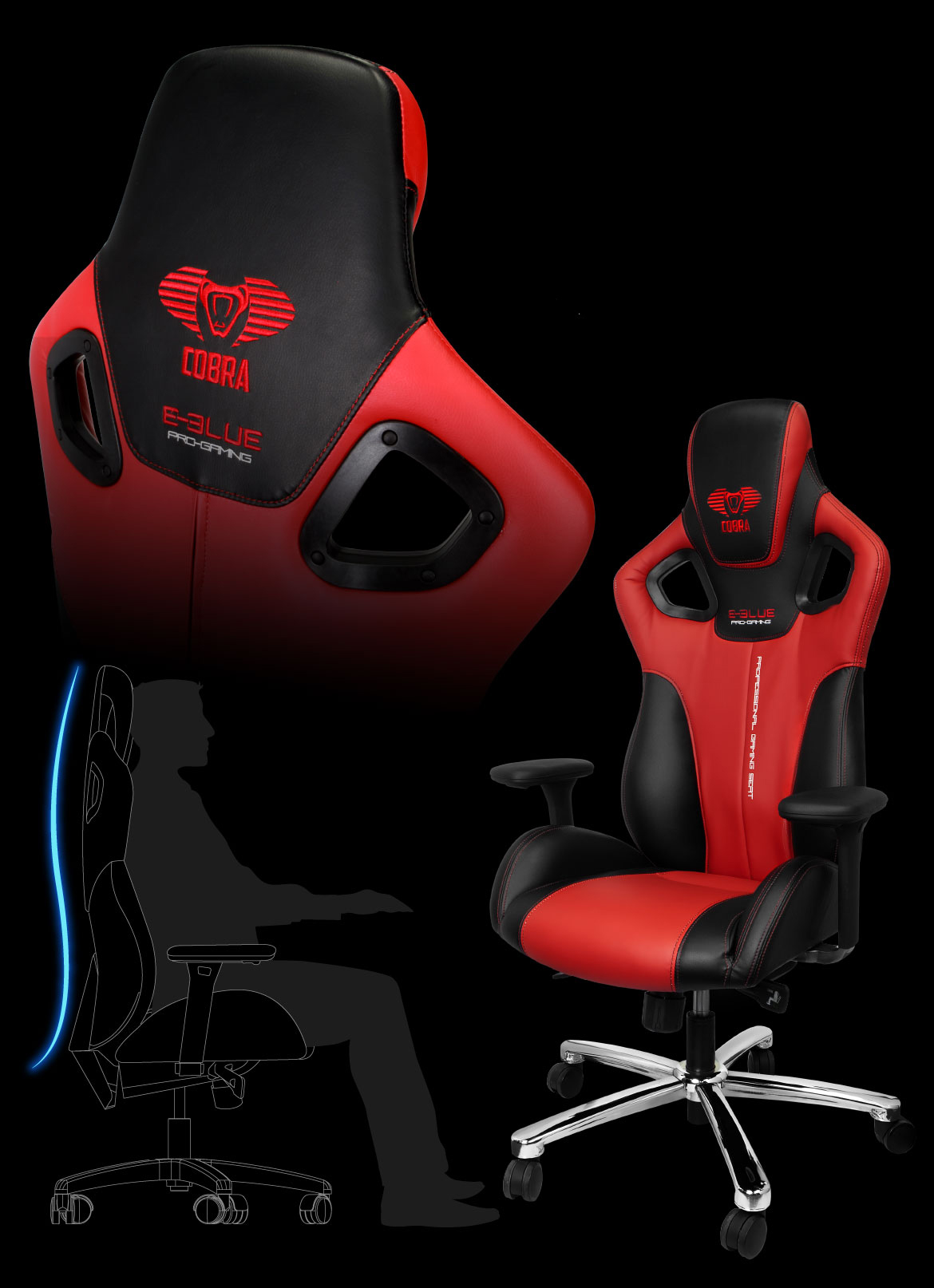Ghế E-Blue Cobra Gaming Chair C303 (Đỏ) 3