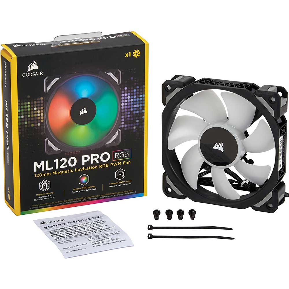 Với dải điều khiển PWM 400 đến 1.600 RPM với tốc độ 25 dBA max, ML120 PRO RGB giúp dễ dàng trang bị cho PC của bạn với sự làm mát yên tĩnh có thể được điều chỉnh cho sự cân bằng hoàn hảo trong luồng không khí mà hệ thống của bạn cần. * Sản phẩm này được thiết kế như một sự mở rộng của một bộ quạt ba ML120 PRO RGB với Lighting Node PRO.