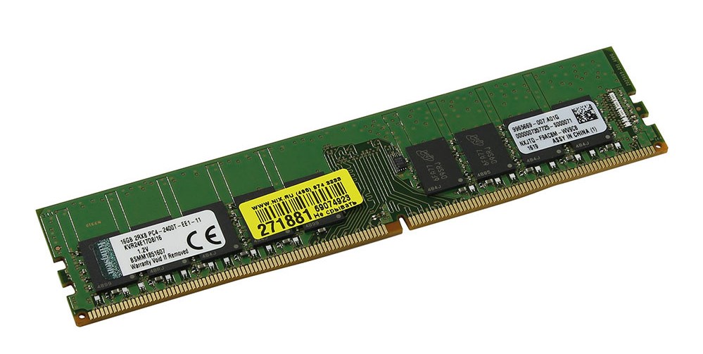 Bộ nhớ DDR4 Kingston ECC 16GB (2400) CL17 (KVR24E17D8/16 )