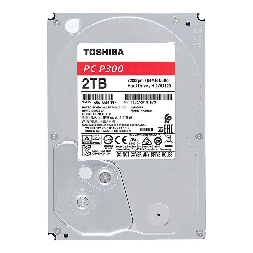 Ổ cứng HDD Toshiba P300 3.5" 2TB SATA 7200RPM 64MB (HDWD120UZSVA) 
