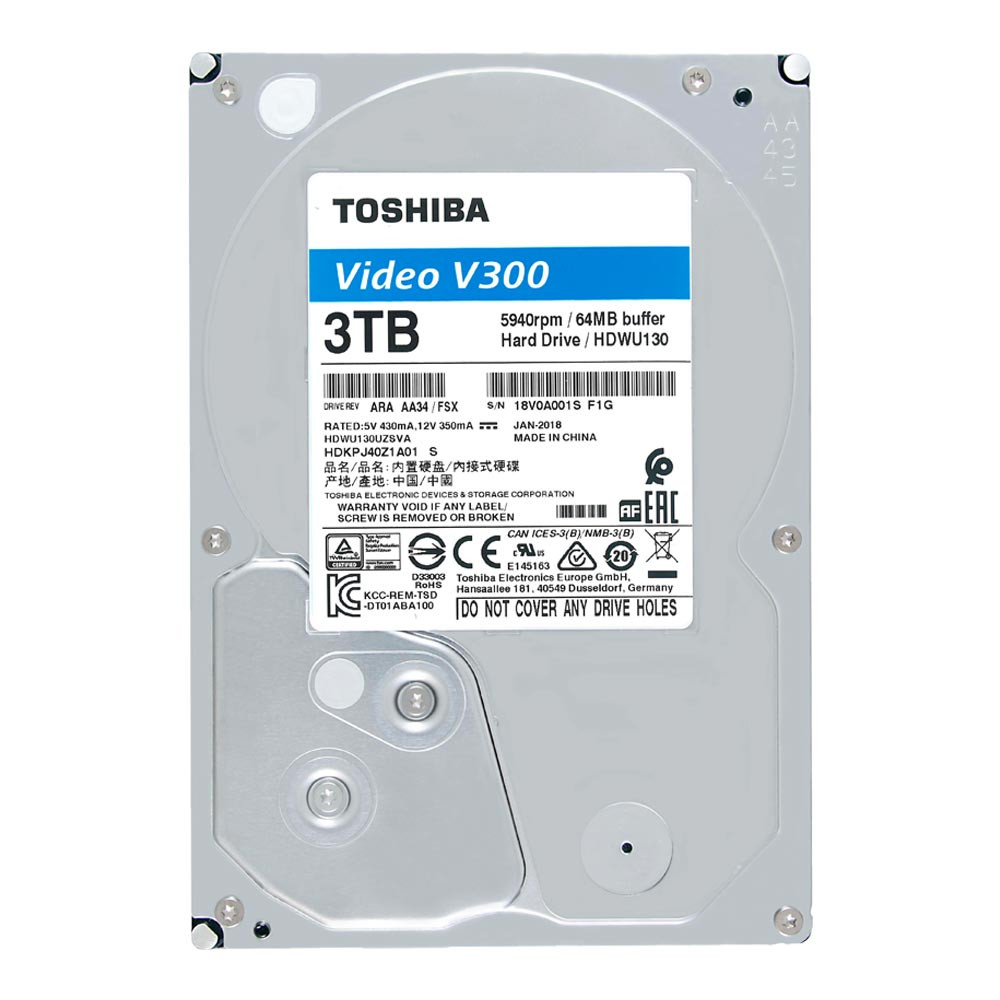 Ổ cứng HDD Toshiba V300 Video Streaming 3.5" 3TB SATA 5940RPM 64MB (HDWU130UZSVA) 