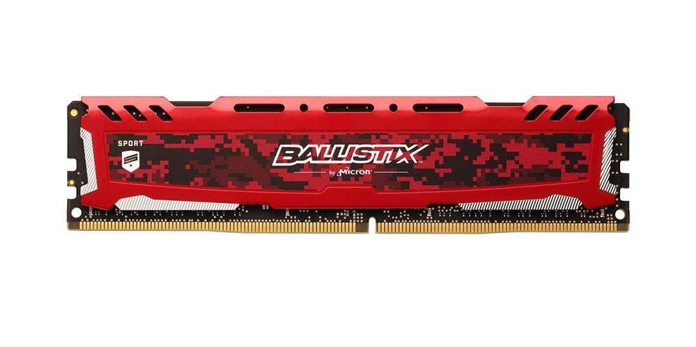 Bộ nhớ/ Ram Crucial Ballistix Sport LT 16GB DDR4 2666 Heatspreader (BLS16G4D26BFSE) (Đỏ) thiết kế đặc biệt cho game thủ