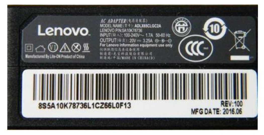 Adaptor Lenovo 20V-3.25A vuông zin (đầu số 5)