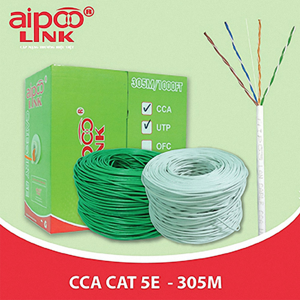 Cáp Aipoo Link UTP Cat 5e-CCA 305M