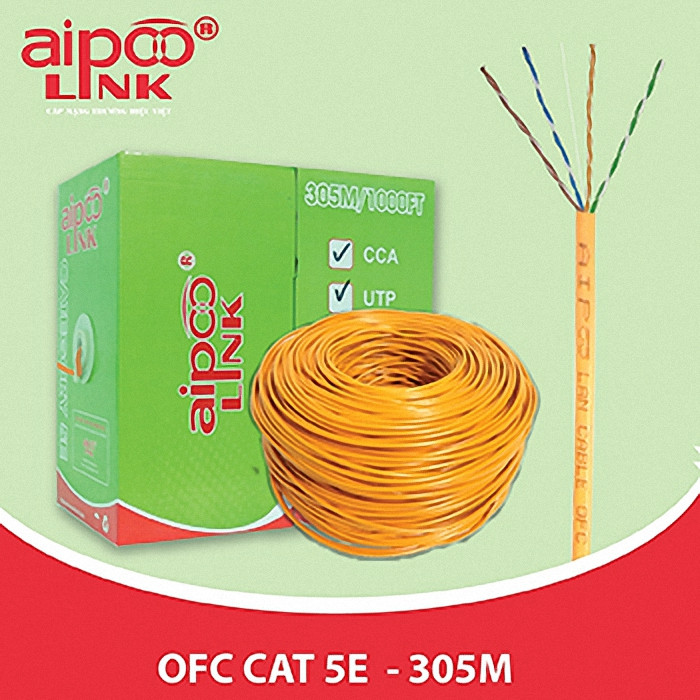 Cáp Aipoo Link UTP Cat 5e-OFC 305M