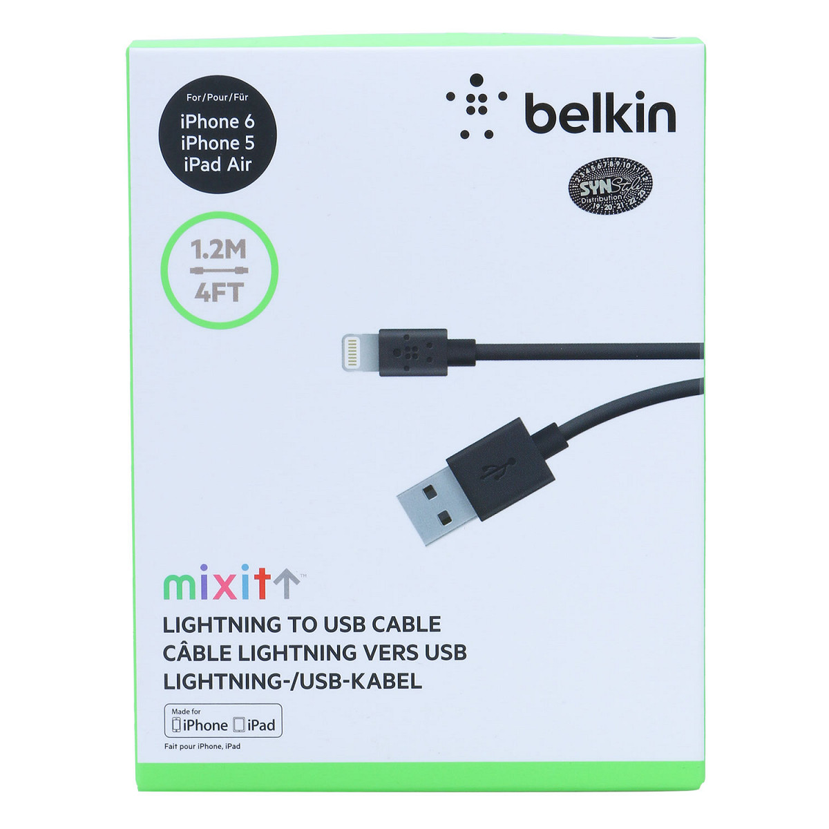Cáp Lightning Belkin 2.4A 1.2m F8J023bt04-BLK (Đen)