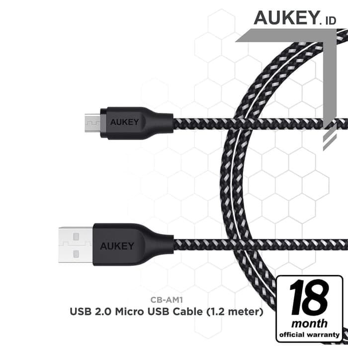 Cáp Sạc Micro USB 1,2 Mét Aukey CB-AM1 Bọc Nylon Cao Cấp (Đen)