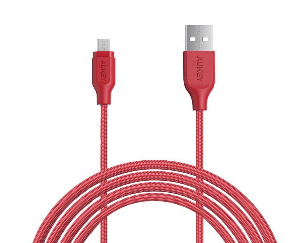 Cáp Sạc Micro USB 2 Mét Aukey CB-AM2 Bọc Nylon Cao Cấp (Đỏ)