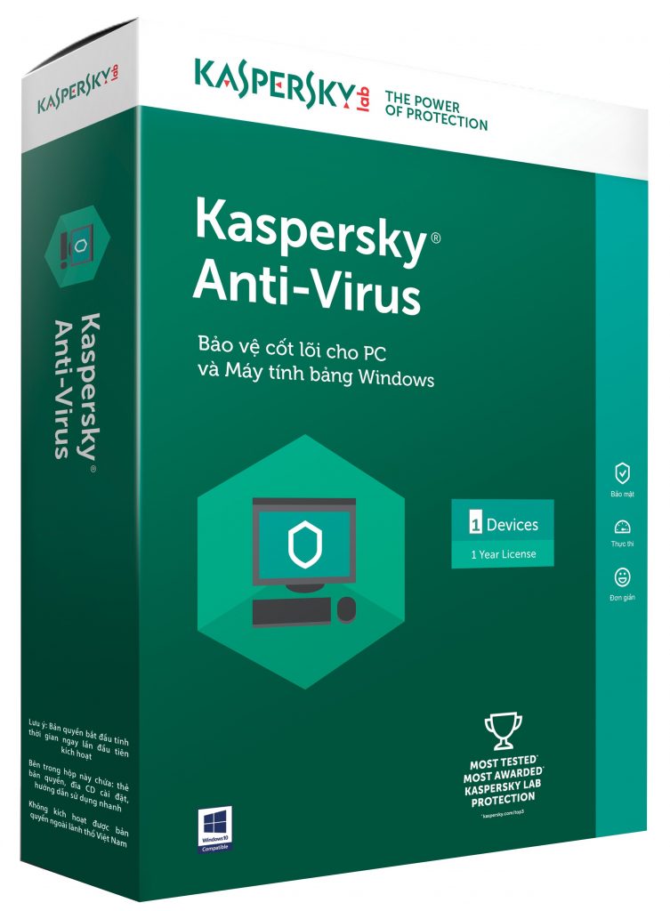 Phần mềm Kaspersky Antivirus 1 máy tính