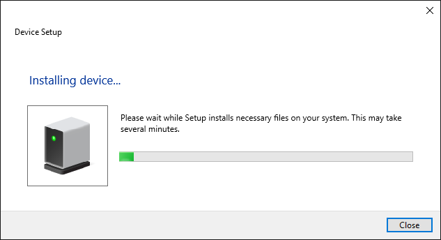 Windows sẽ tự động bắt đầu cài đặt trình điều khiển