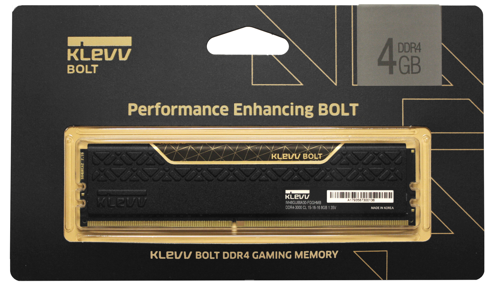 RAM Klevv Bolt 4GB DDR4 3000 Heatsink (KM4B4GX1A) (IM44GU48A30-FGGHAB)