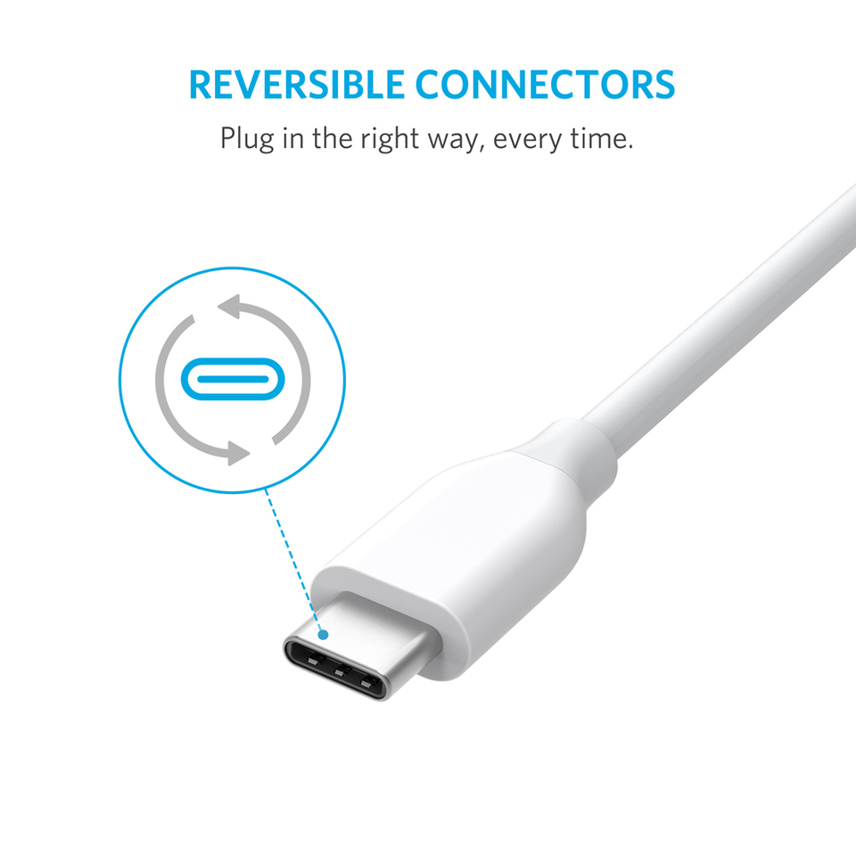 Cáp sạc Anker PowerLine USB 3.0 ra USB-C - 0,9m - A8163 (Trắng)-2