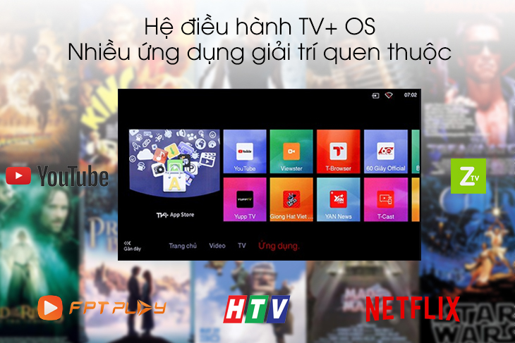hệ điều hành TV+OS dễ dàng sử dụng đa dạng ứng dụng giải trí