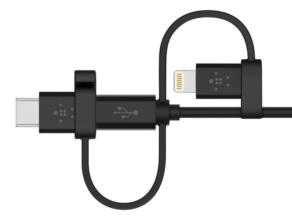 Cáp Sạc 3 Trong 1 Micro USB + Type C + Lightning Belkin F8J050bt04-BLK Chuẩn MFi (Đen)