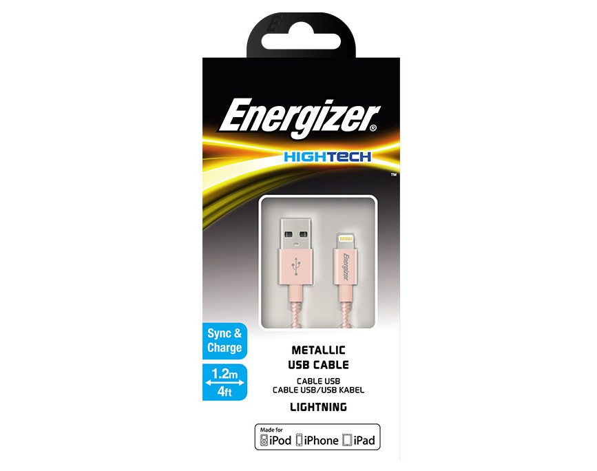 Cáp sạc Lightning cho Iphone Energizer HT Alu C13UBLIGPK4 1.2m (Hồng)