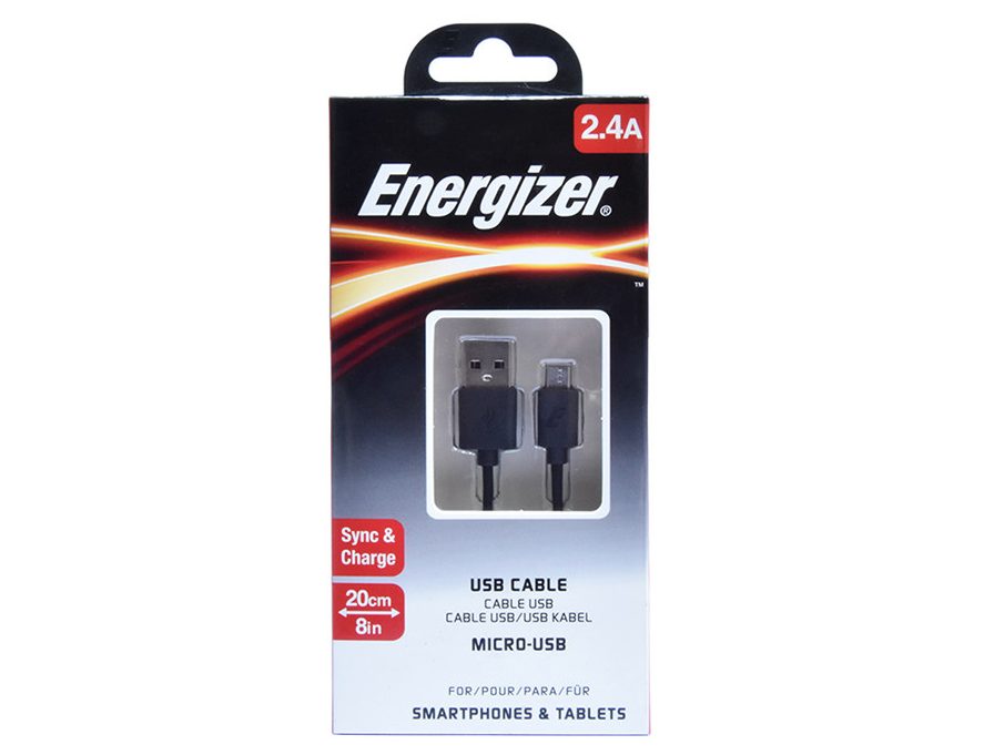 Cáp sạc Micro USB cho Samsung Energizer CL C12UBMCBBK4 20cm(Đen)