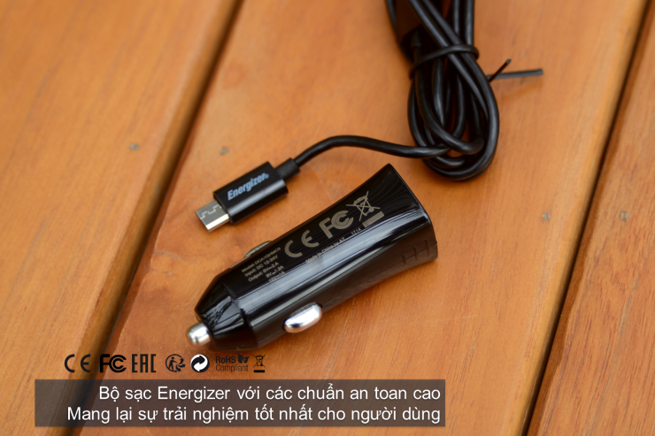 Sạc ô tô Energizer QuickCharge Qualcomm 2.0 DCA1QHMC3 (Kèm cáp Micro USB)