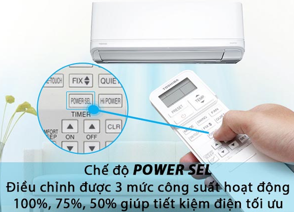 Máy lạnh - điều hòa Toshiba Inverter 1 HP RAS-H10XKCVG-V chế độ power sel tiện lợi