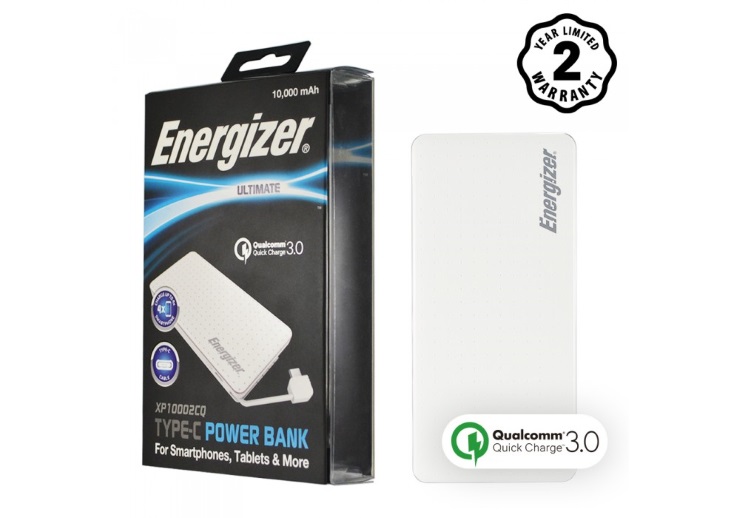 Pin sạc dự phòng Energizer 10.000mAh - XP10002CQWE (Trắng)