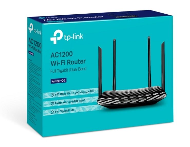 Router wifi TPLink Archer C6 - Gigabit Wi-Fi MU-MIMO AC1200