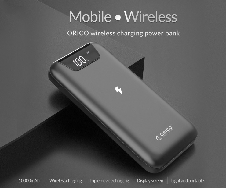 Pin Sạc dự phòng Orico WR10 Tích hợp sạc không dây & màn hình LED 10,000mAh