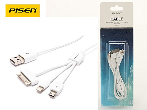 Cáp sạc Cổng 30 chân- Lightning-Micro USB cho iPhone4, iPhone5, Samsung Pisen 3 in 1_1