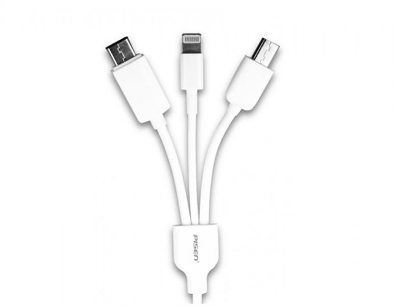 Cáp Sạc Lightning-Type C-Micro USB cho iPhone, Samsung Pisen 3 in 1_1