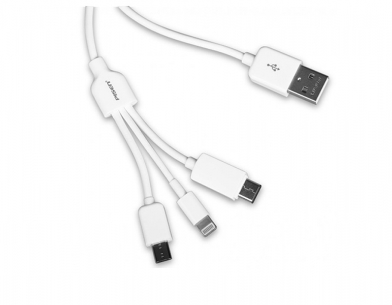 Cáp Sạc Lightning-Type C-Micro USB cho iPhone, Samsung Pisen 3 in 1_2