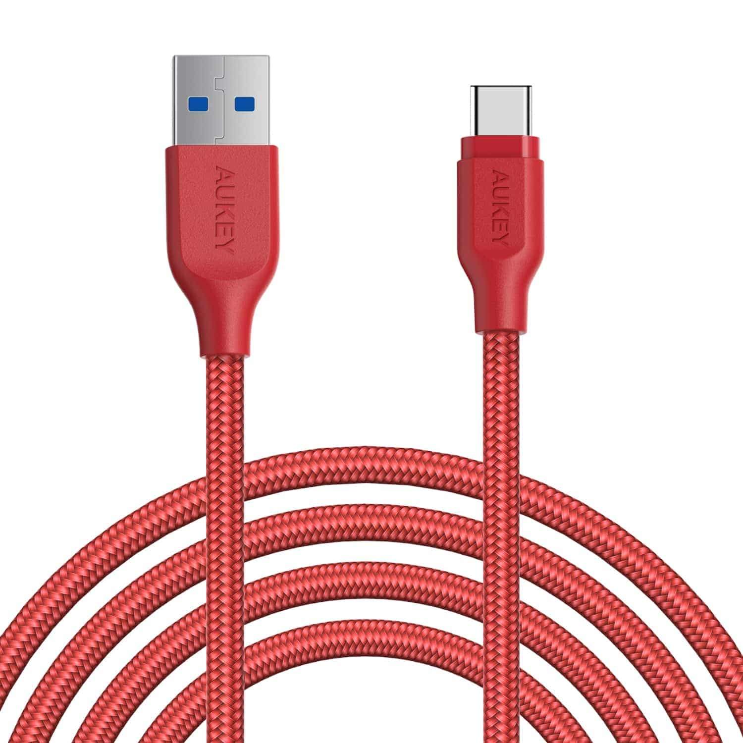 Cáp sạc USB Type C cho Samsung Aukey CB-AC1 1.2m(Đỏ)_1