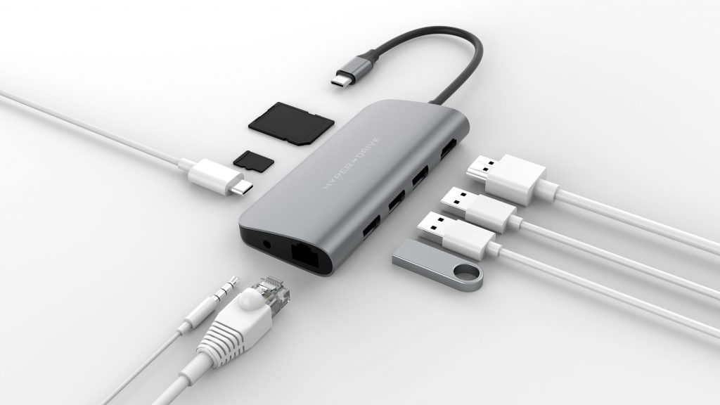 Bộ chuyển Hyperdrive power 9-in-1 USB-C (Bạc) Hub  trang bị nhiều cổng tiện lợi cho người sử dụng