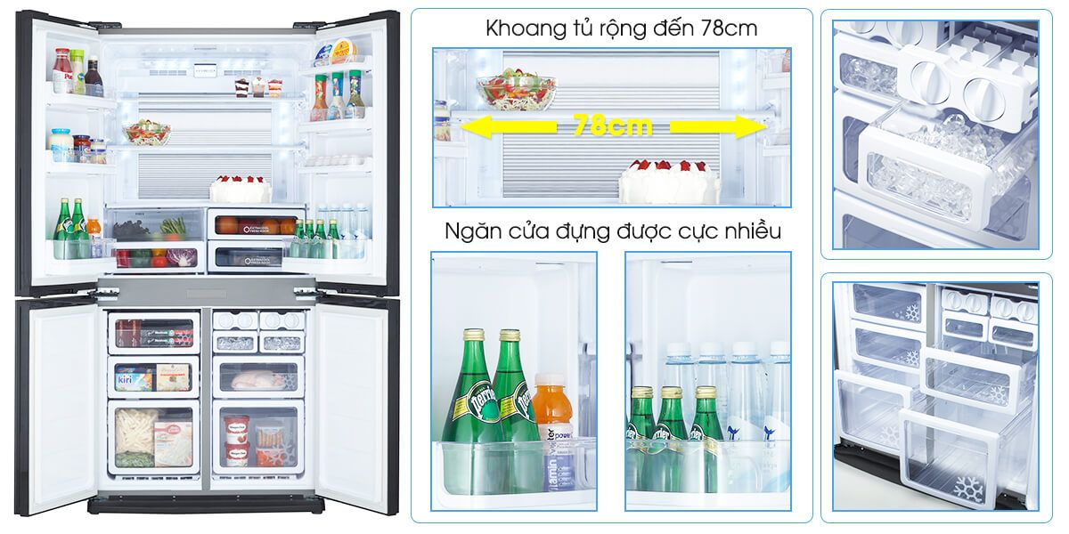 Tủ lạnh Sharp Inverter 678 lít SJ-FX688VG-RD_4