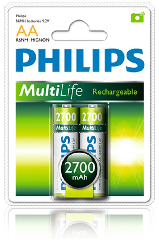 Pin Sạc Philips NiMH AA 2700mAh R6B2A270/97 (2 viên AA)