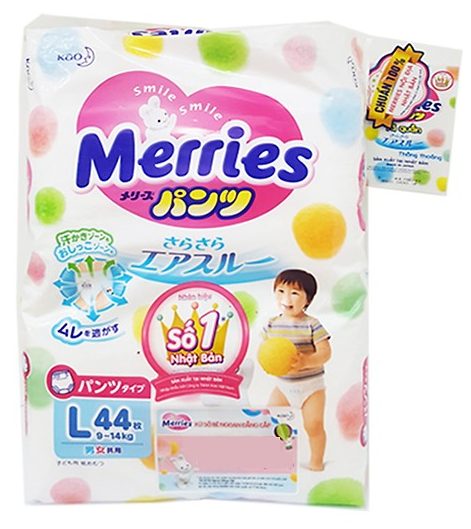 Tã quần Merries size L 44 miếng (cho bé 9~14kg)