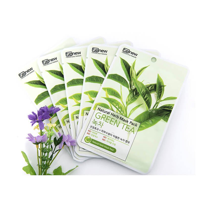 Bộ 10 miếng Đắp mặt nạ Benew Natural Herb Mask Pack - Green Tea (22ml/miếng)