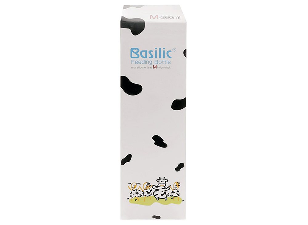 Bình sữa PC cổ rộng với núm ti Silicone (360ml - M) Basilic D029