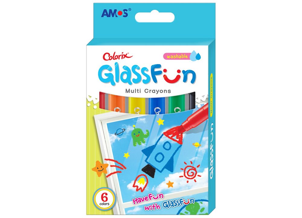 AMOS-Bút sáp vẽ trên kính glass Fun 6 màu ACXG1 - 2