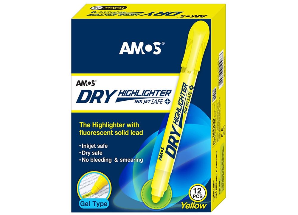 AMOS-Hộp Bút highlighter ADLH-20D-Yellow (12 cây) - 1