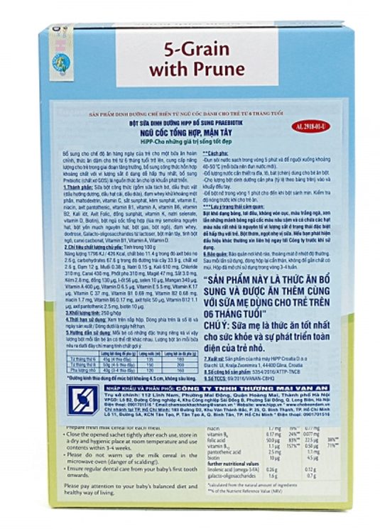 Bột sữa dinh dưỡng HiPP bổ sung Praebiotik - Ngũ cốc tổng hợp, mận tây 250g