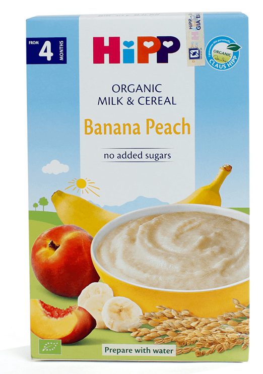 Bột sữa dinh dưỡng hoa quả HiPP Organic - Chuối, đào 250g