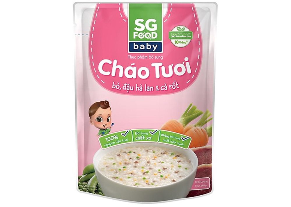 Cháo tươi Baby Sài Gòn Food Bò & Đậu hà lan 240g