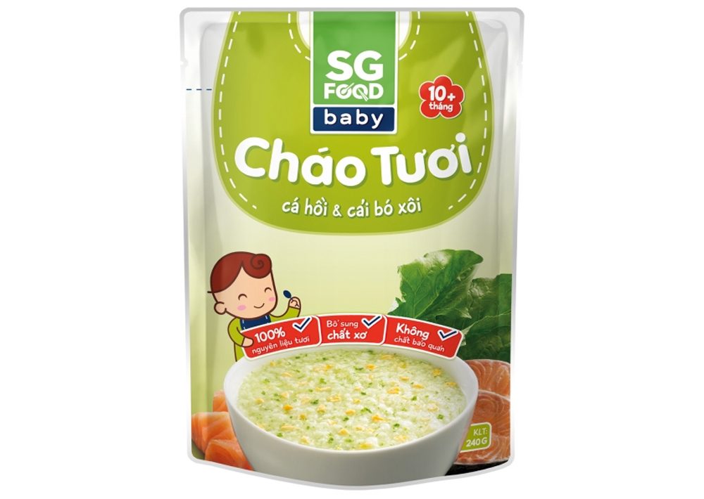Cháo tươi Baby Sài Gòn Food Cá hồi & Cải bó xôi 240g