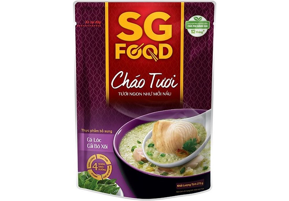 Cháo tươi Sài Gòn Food Cá lóc & Cải bó xôi 270g