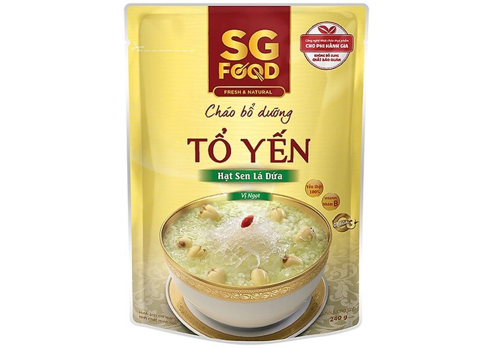 Cháo bổ dưỡng Sài Gòn Food Tổ yến Hạt sen lá dứa 240g