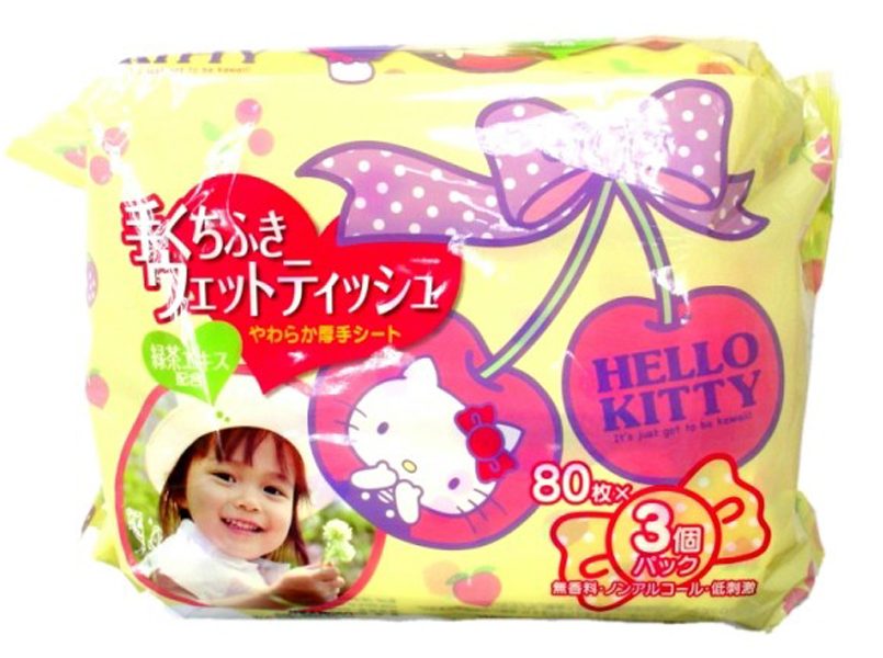 Giấy ướt Hello Kitty LEC E-045 dùng cho tay và miệng 80 tờ x 3 gói