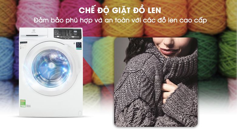 Máy giặt Electrolux Inverter 8 kg EWF8025CQWA phù hợp với các sản phẩm bằng len