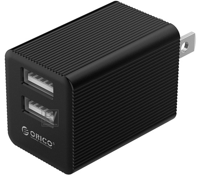 Sạc điện thoại Orico USB 2 cổng 2.4A (WHB-2U) (Đen)