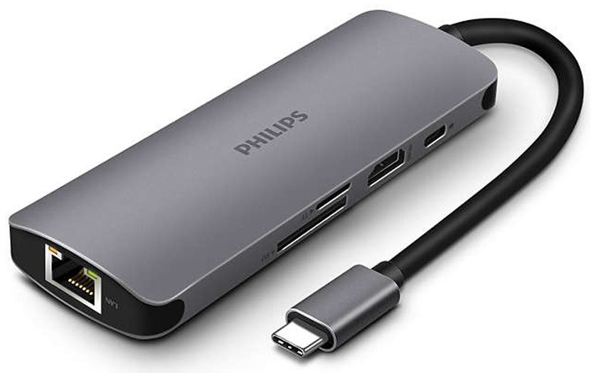 Bộ chia/Hub Type C 3.1 -> USB3.0*3 + HDMI + SD + RJ45 + Type-C Charging Adapter Philips DLK5518C/94