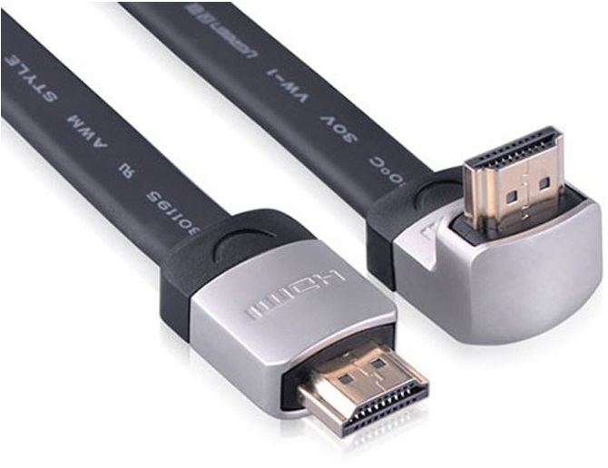 Cáp HDMI dẹt Ugreen 1,5m đầu bẻ lên góc 90 độ chính hãng Hỗ trợ 3D, 4K x 2K, HD1080P UG-10278