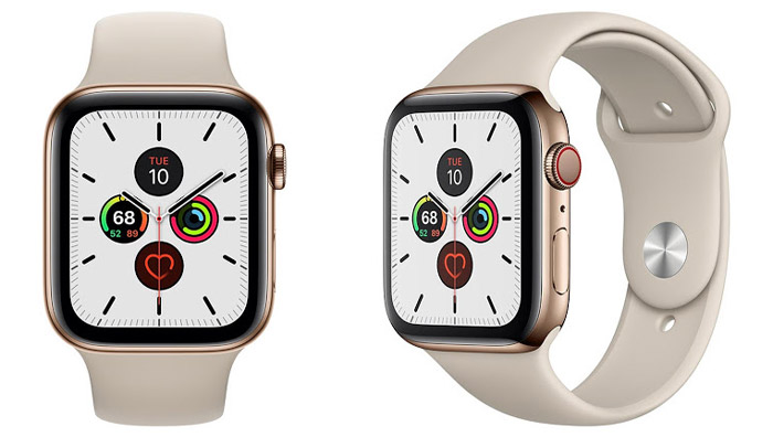 Apple-Watch-S5-(LTE)-40mm---Viền-thép-vàng,-dây-cao-su-trắng-kem-(MWX62VNA)