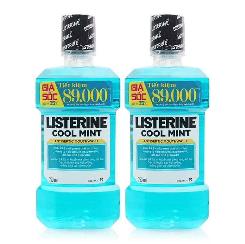 Bộ đôi nước súc miệng diệt khuẩn Listerine Cool Mint 750ml_1